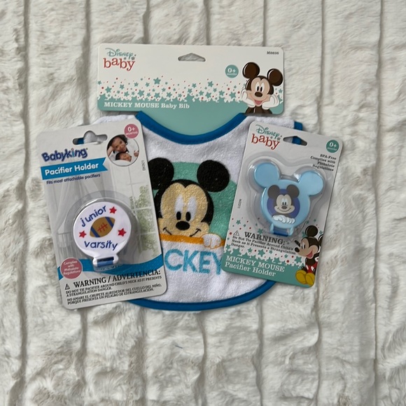 Mickey Mouse baby bundle baby bib pacifier holder